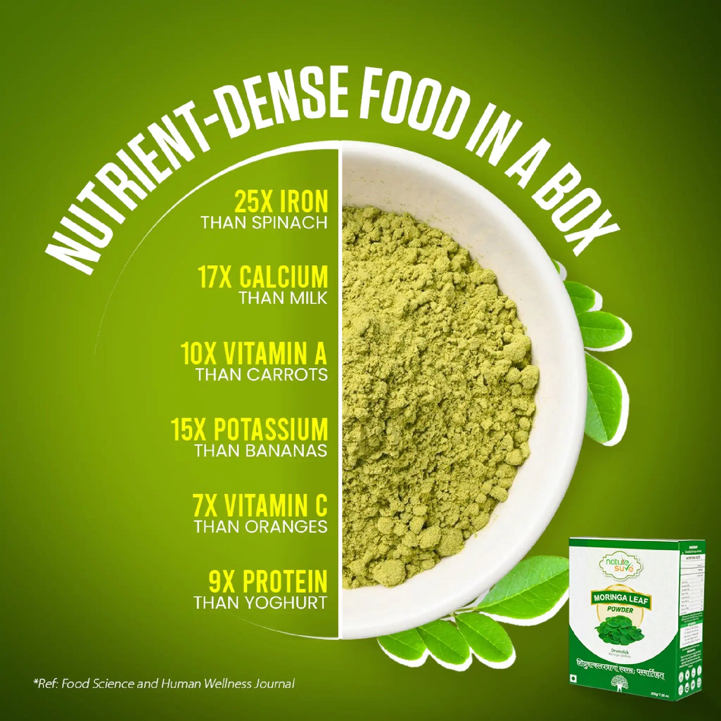 Nature Sure Moringa Powder - Nutrient-Dense Source of Natural Iron, Calcium, Protein and Vitamins