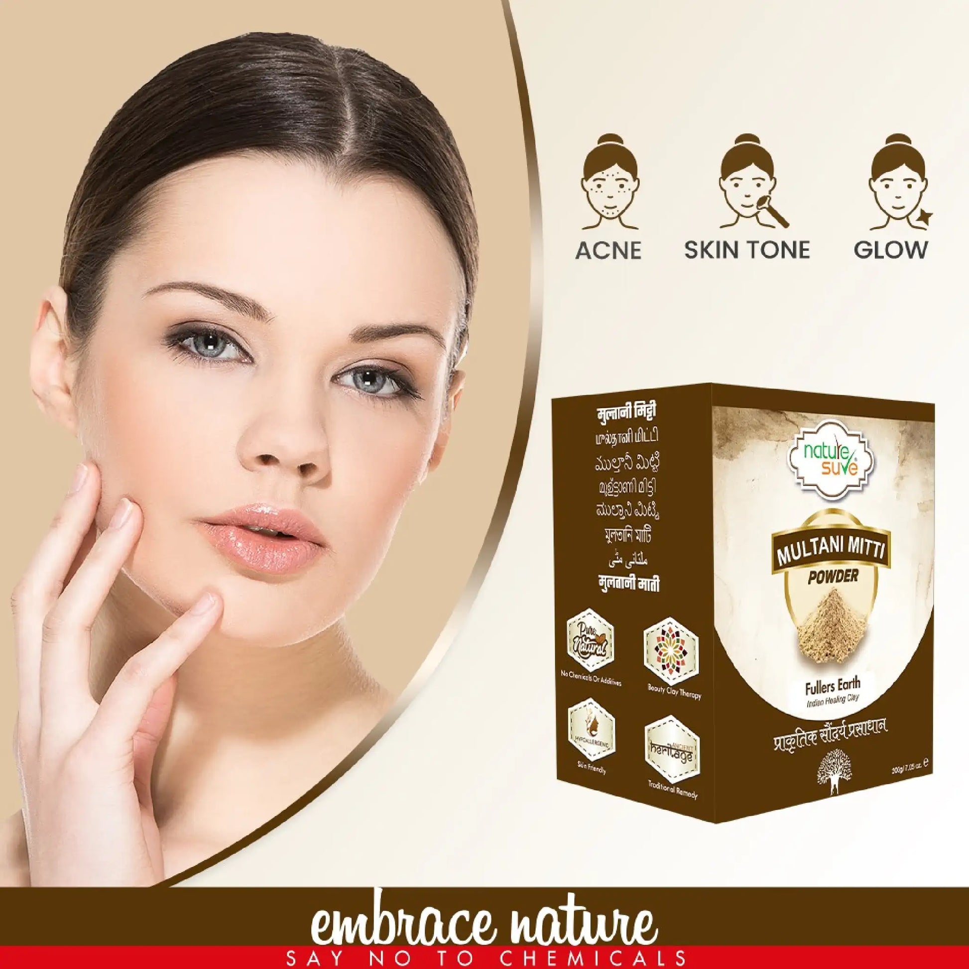 Nature Sure Multani Mitti Powder 200g – For Even Skin Tone and Radiant Glow