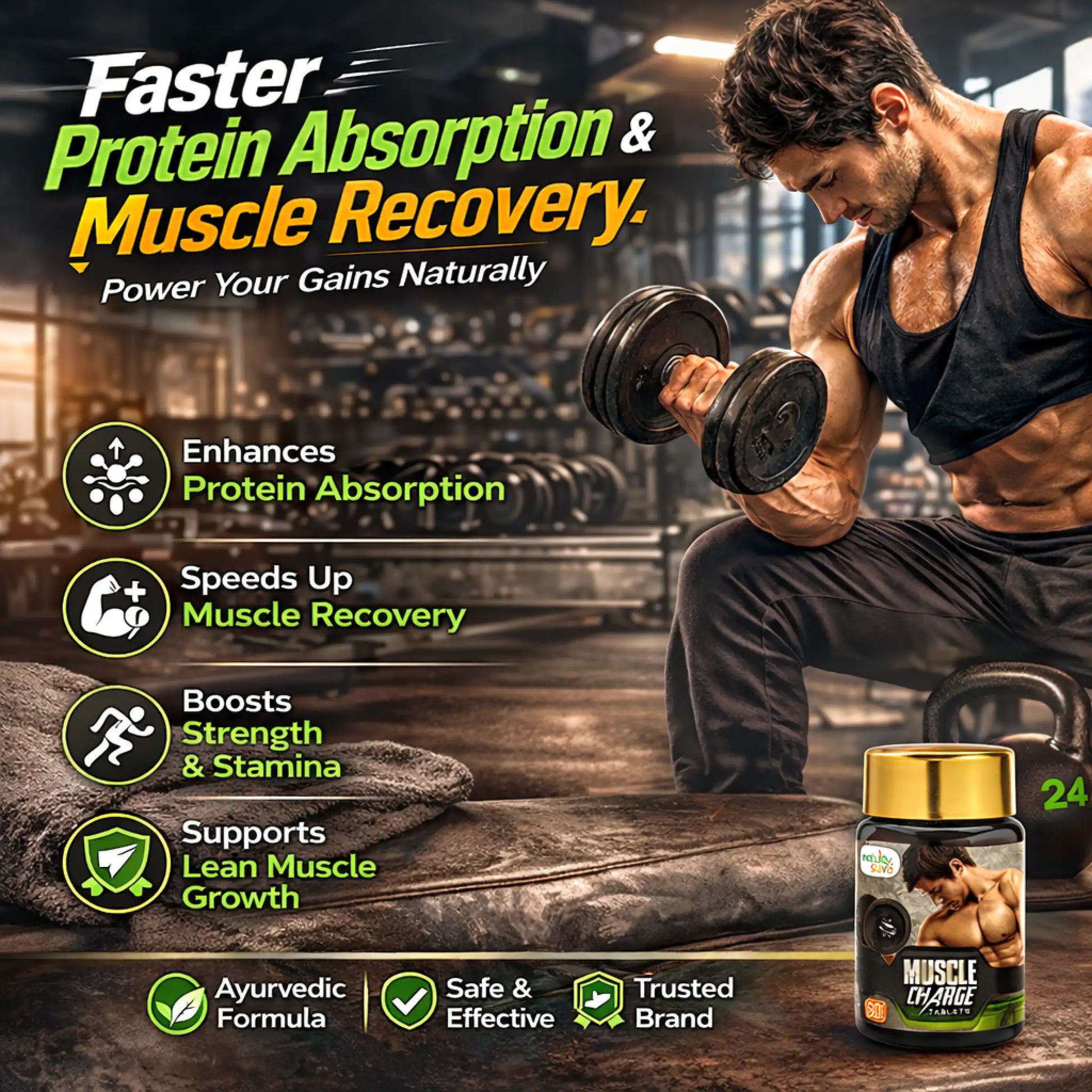 Nature Sure Muscle Charge Tablets – Ayurvedic Formula to Support Lean Muscle Growth