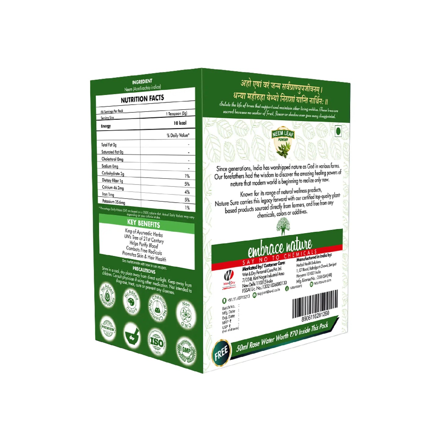 Nature Sure Neem Leaf Powder - Shipped Worldwide From India