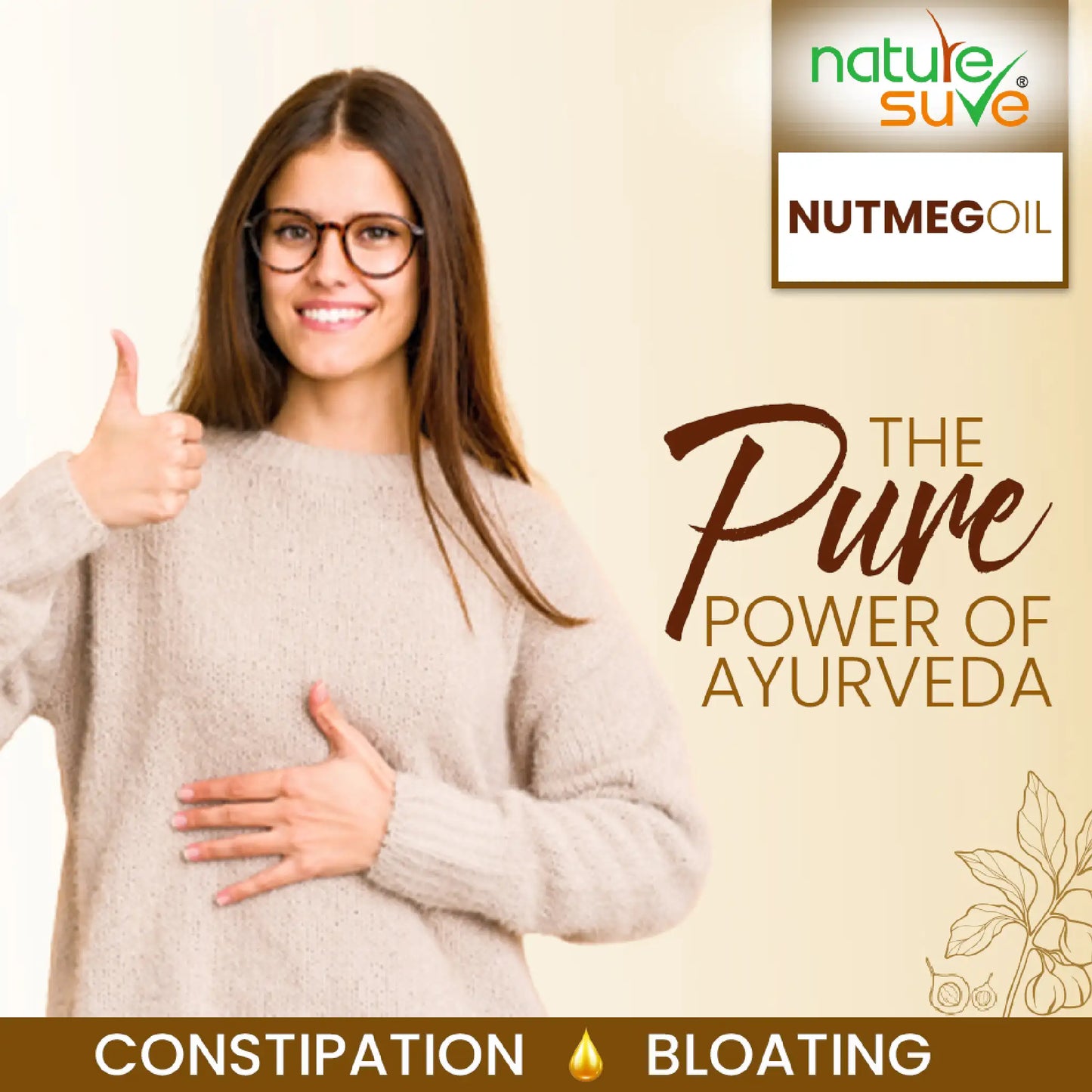 Nature Sure Nutmeg Jaiphal Oil -Ayurvedic Support For Gut Health