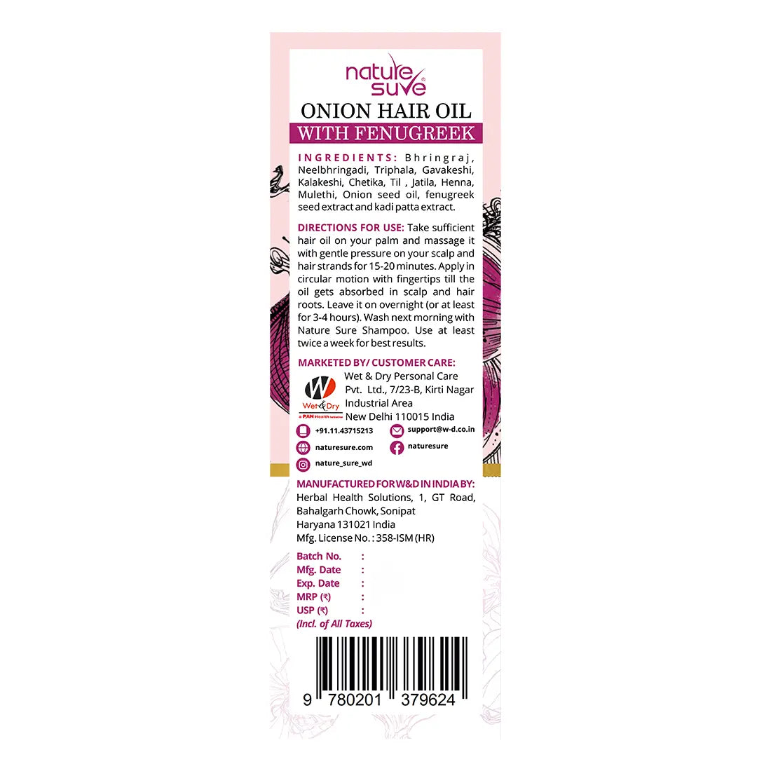 Nature Sure Onion Hair Oil 110ml with Fenugreek is Shipped Worldwide - everteen-neud.com