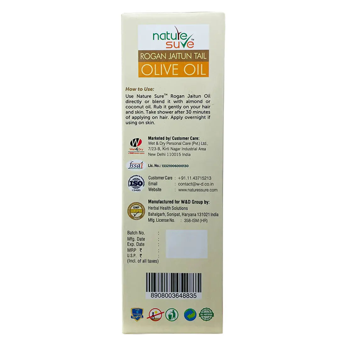 Nature Sure Rogan Jaitun Zaitoon Jaitoon Olea Olive Oil 110ml for Skin, Hair and Nail Care in Men and Women is Shipped Worldwide - everteen-neud.com