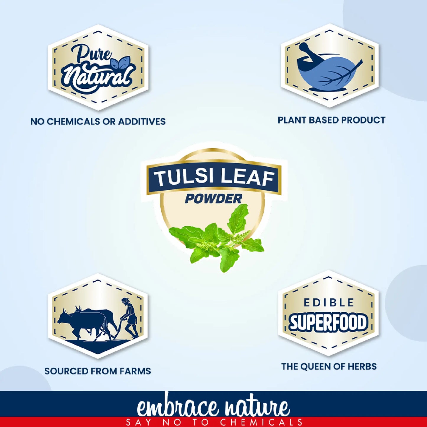 Nature Sure Tulsi Powder - aka Queen of Herbs, Plant Based Product Sourced From Farms