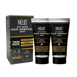 Buy 1 Twin-Pack of NEUD Anti-Tanning Hair Removal Cream for Arms, Legs, Chest and Back in Men and Women - (50g + 50g) - everteen-neud.com