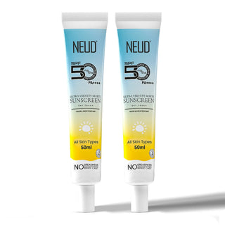 NEUD Ultra Velvety Matte Dry Touch Sunscreen 2x50ml – SPF 50 PA++++ with Vitamin E