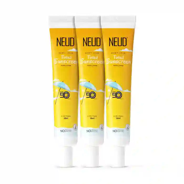 Buy 3 Packs NEUD Dewy Look Tinted Sunscreen 50ml with SPF 50++++ and Hyaluronic Acid directly from company - everteen-neud.com