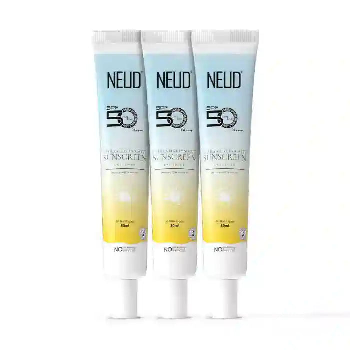 NEUD Ultra Velvety Matte Dry Touch Sunscreen 3x50g – SPF 50 PA++++ with Vitamin E