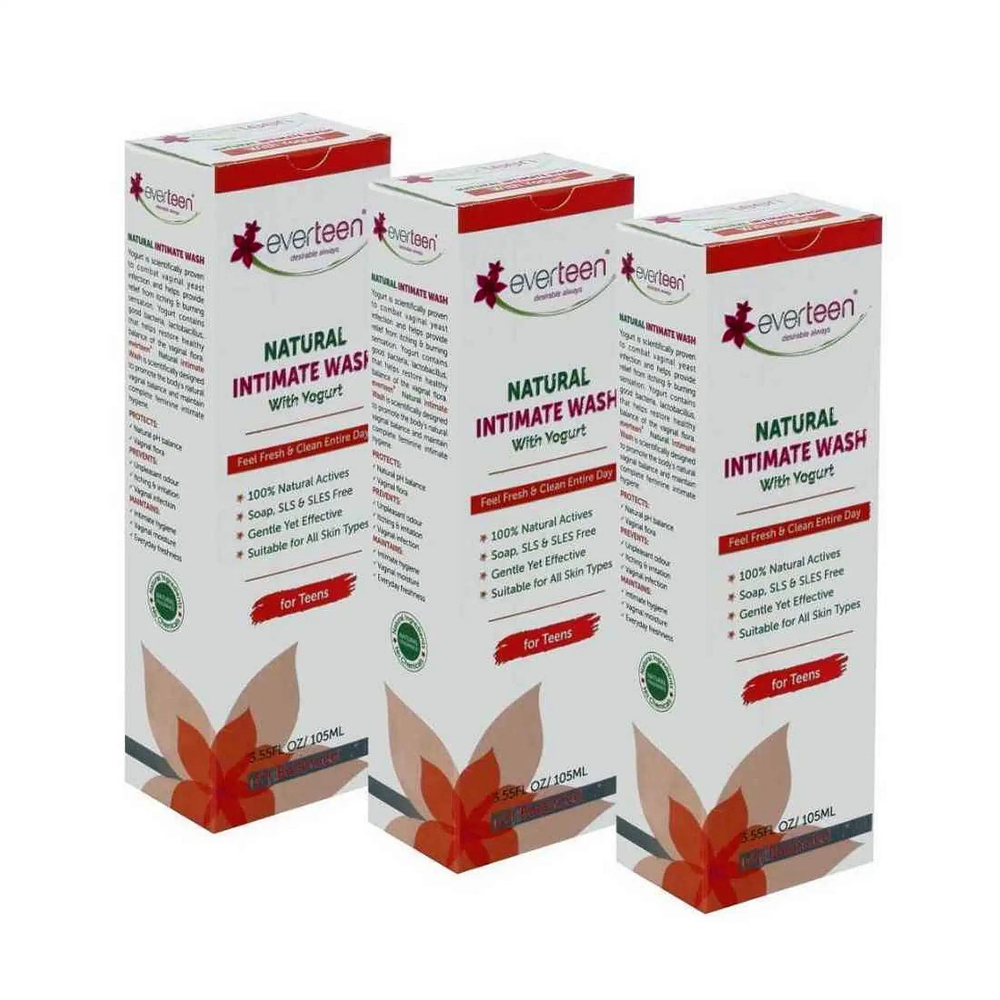everteen Yogurt Intimate Wash For Teens For Girls, Soap-Free, All Skin Types - 3x105ml Pack