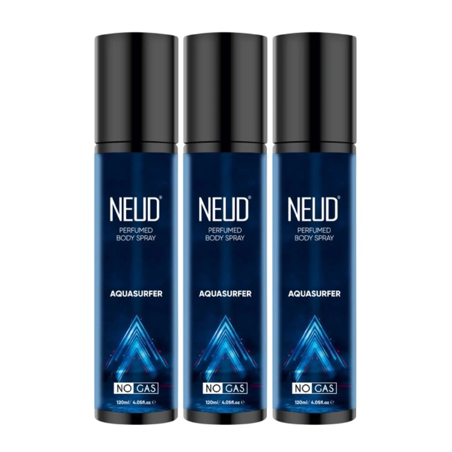 NEUD Aquasurfer Perfumed Body Spray, No Gas Deodorant - 3x120ml Bottle