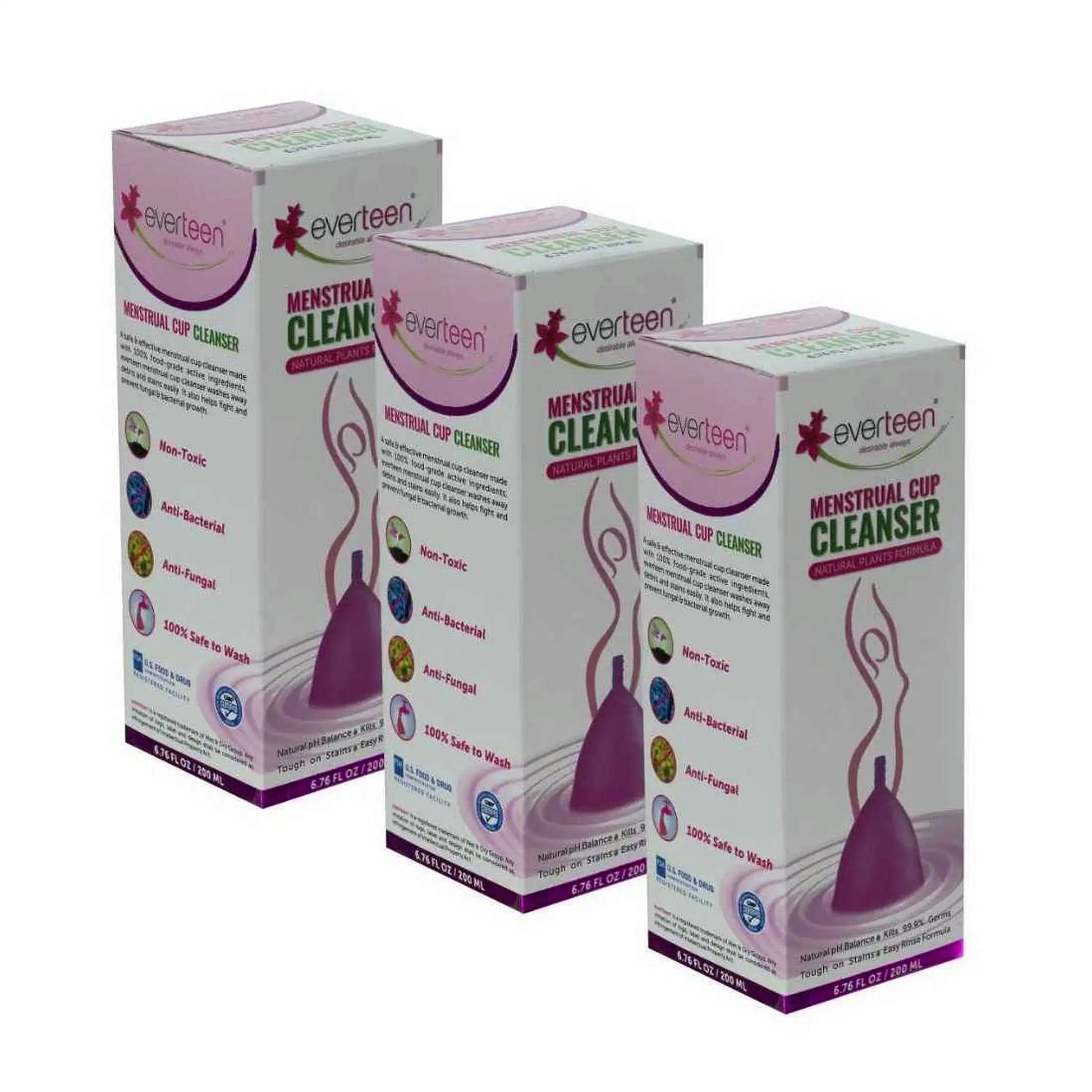 everteen Menstrual Cup Cleanser 3x200ml – Plant-Based Formula for Women