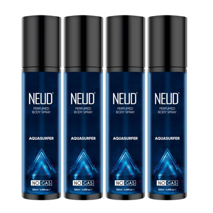 NEUD Aquasurfer Perfumed Body Spray, No Gas Deodorant - 4x120ml Bottle