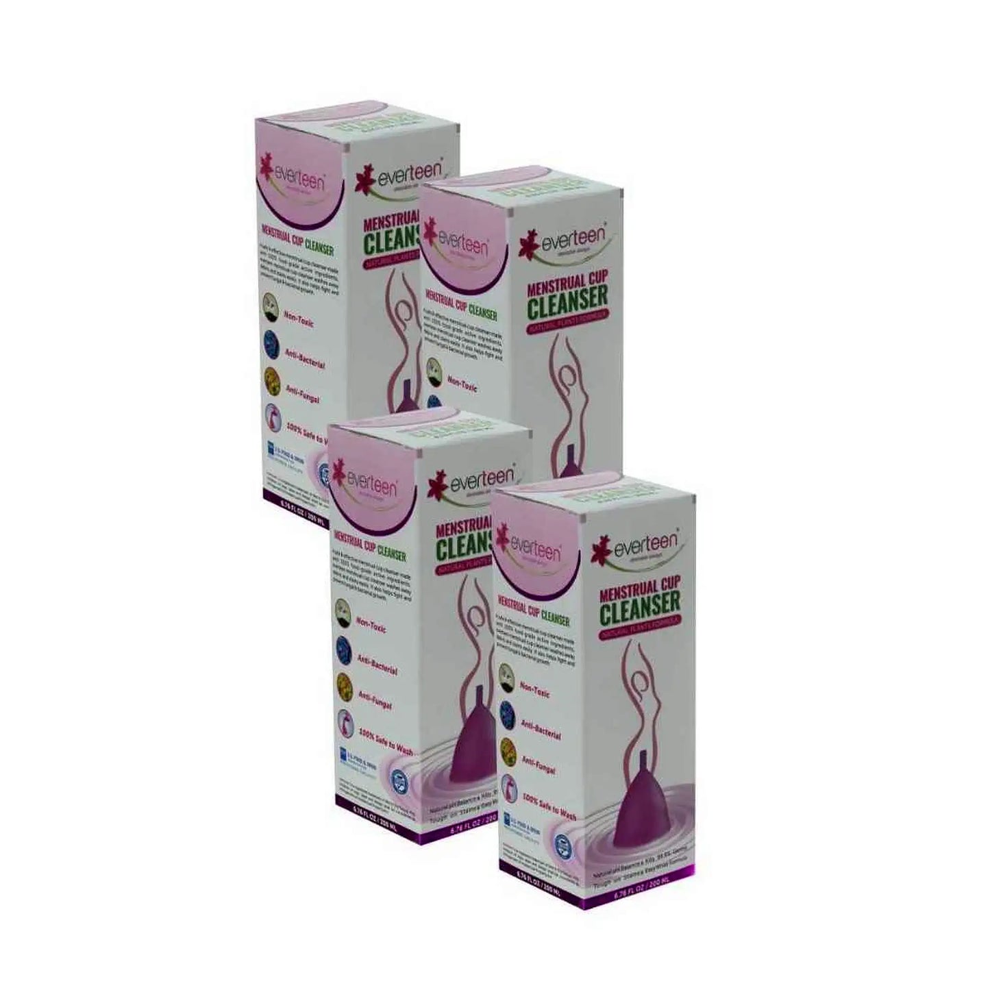 everteen Menstrual Cup Cleanser 4x200ml – Plant-Based Formula for Women