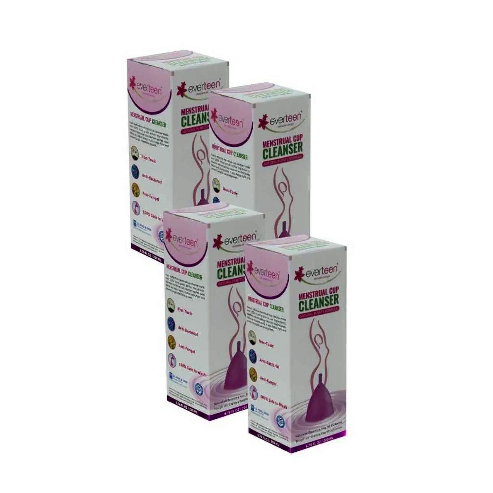 everteen Menstrual Cup Cleanser 4x200ml – Plant-Based Formula for Women