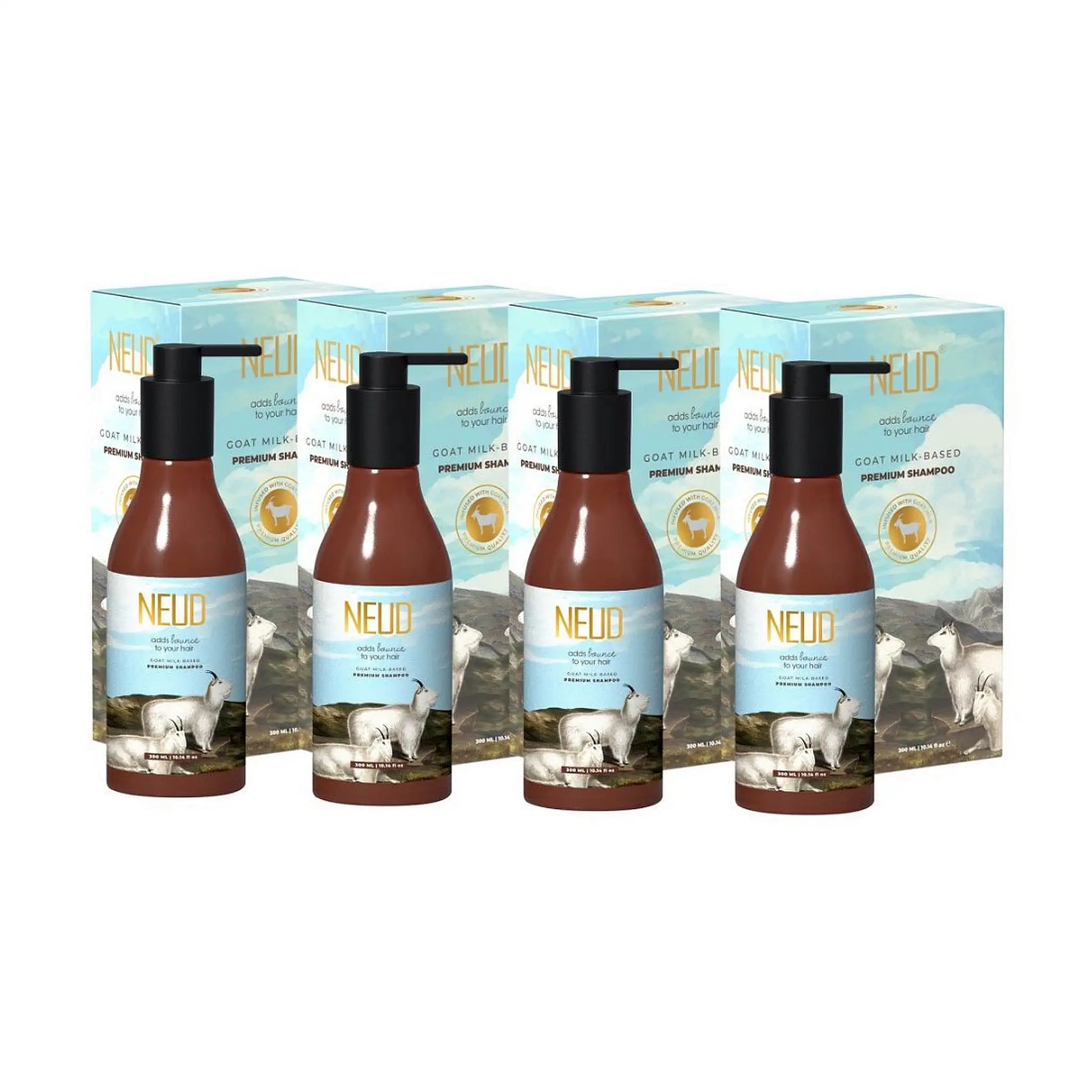 NEUD Goat Milk Shampoo 4x300ml – Moisturizing Shampoo for Men and Women