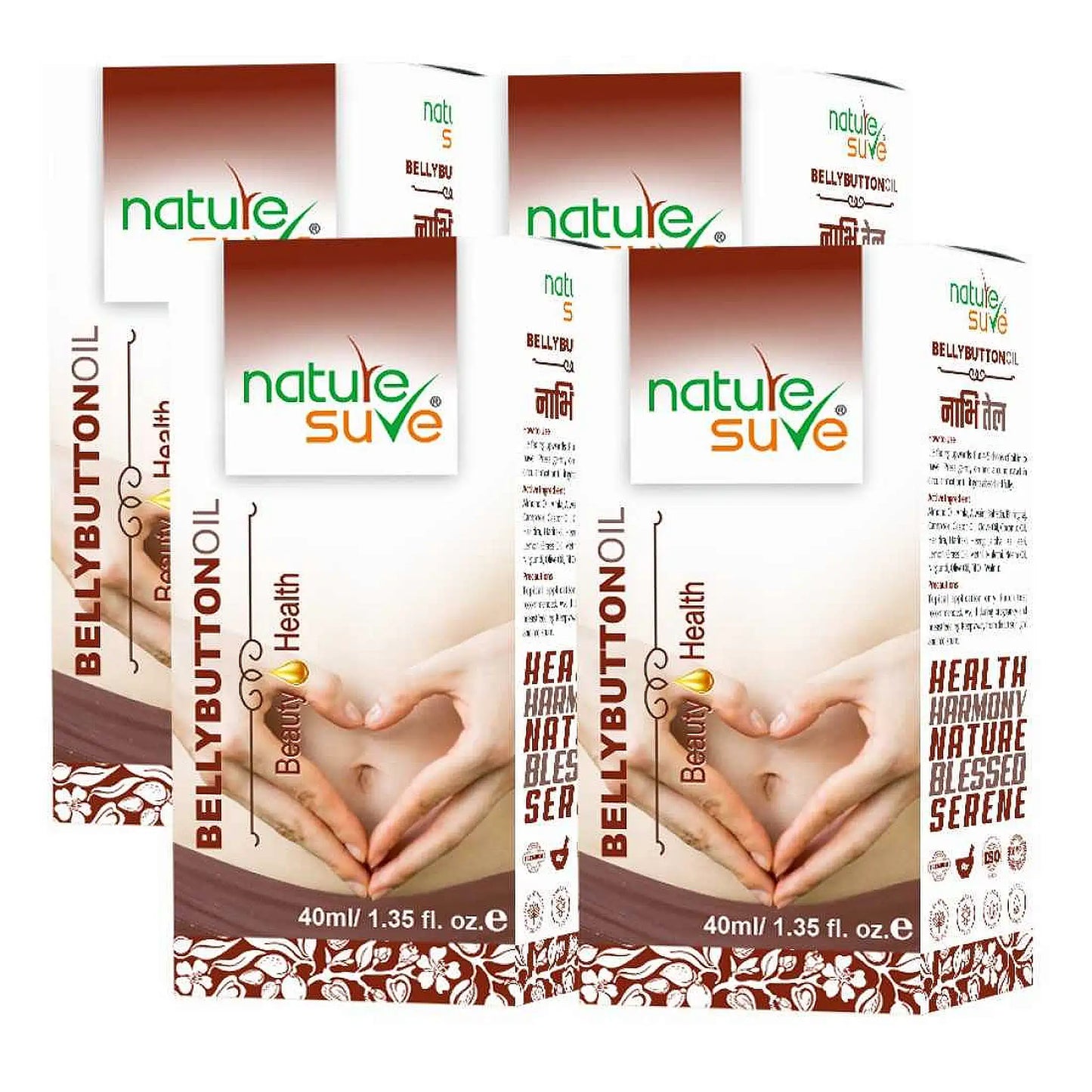 Nature Sure Belly Button Nabhi Oil for Health and Beauty - 4x40ml Pack 