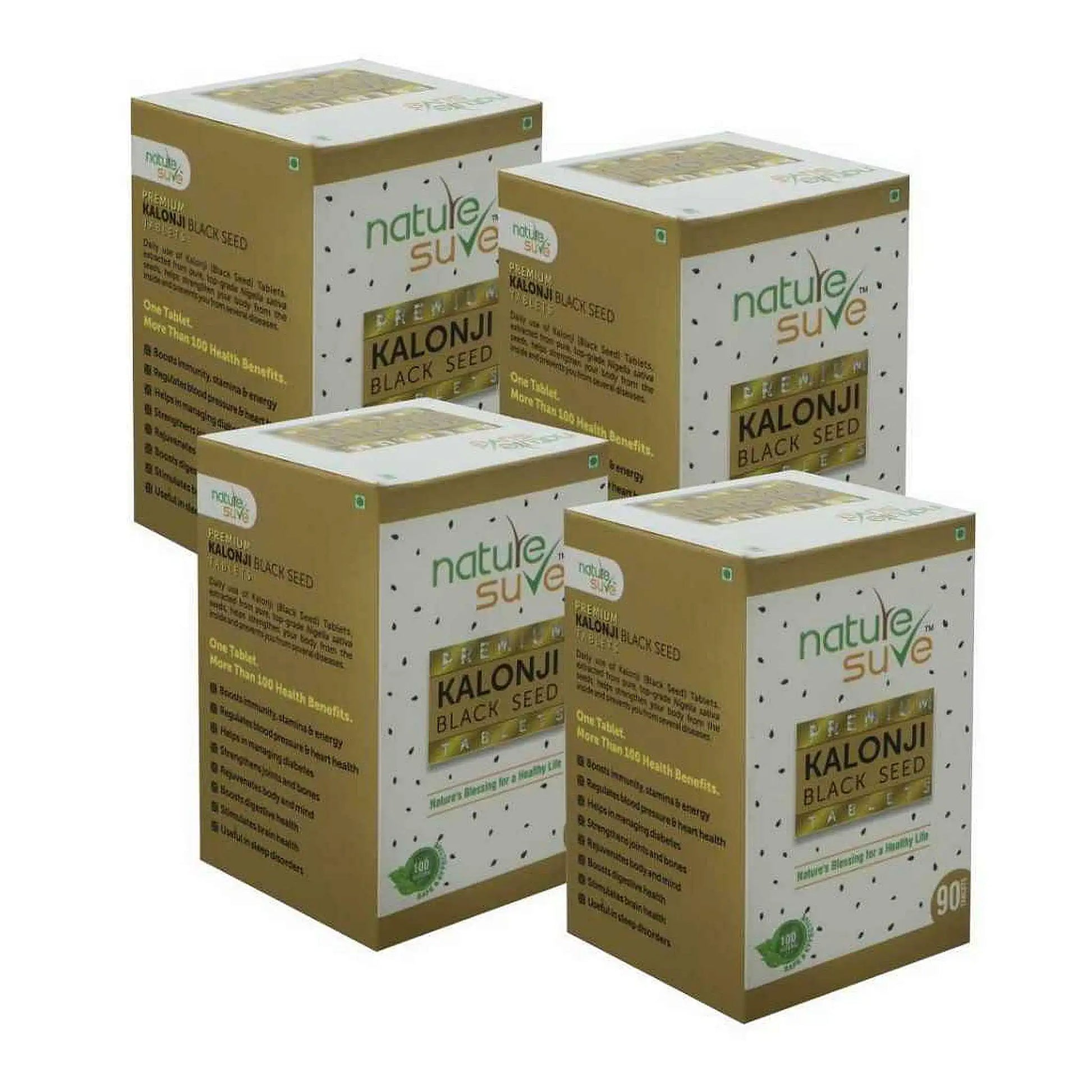 Nature Sure Kalonji Black Seed Extract Tablets 4x90 – 300mg Nigella Sativa, AYUSH-Certified