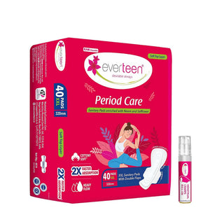 everteen Combo – Neem Safflower Period Care Soft 40 XXL Sanitary Pads and Menstrual Cramps Roll-On
