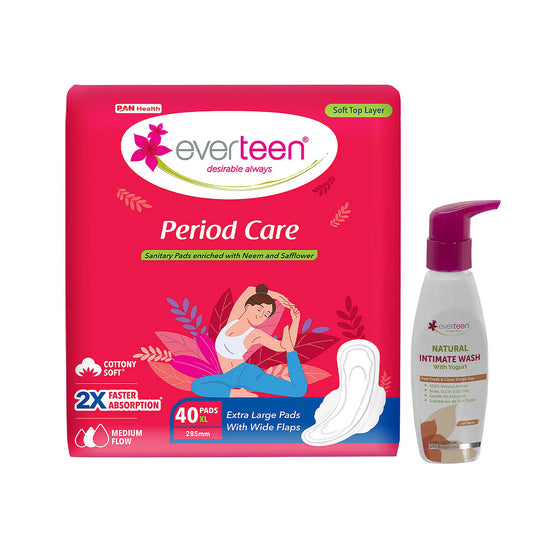 everteen Combo - Period Care Soft 40 XL Pads and Yogurt Intimate Wash 105ml