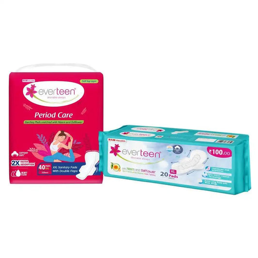 everteen 20 XL Dry Sanitary Pads and everteen Period Care 40 XXL Soft Sanitary Pads - Official Brand Store