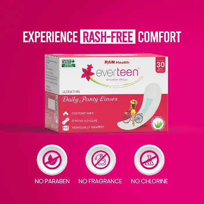 everteen Panty Liners are dermatologically tested, and free from parabens, fragrance and chlorine for a rash-free comfort - everteen-neud.com