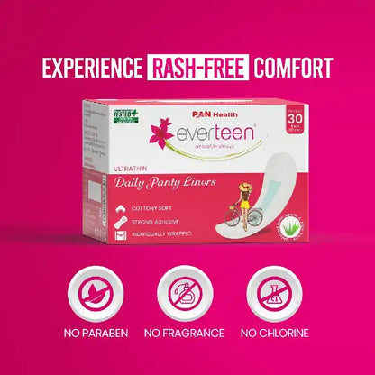 everteen Panty Liners are dermatologically tested, and free from parabens, fragrance and chlorine for a rash-free comfort - everteen-neud.com