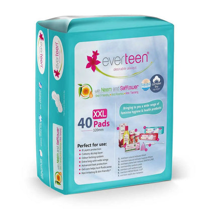 everteen XXL Sanitary Pads Enriched with Neem and Safflower - 40 Pads, 320mm