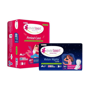 everteen Combo - 40 Soft Period Care XXL Sanitary Pads and 40 Relax Nights Ultra Sanitary Pads