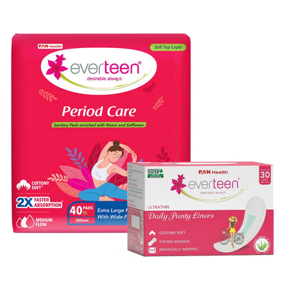 everteen Combo - Period Care 40 Soft XL Pads and Daily Panty Liners 30pcs