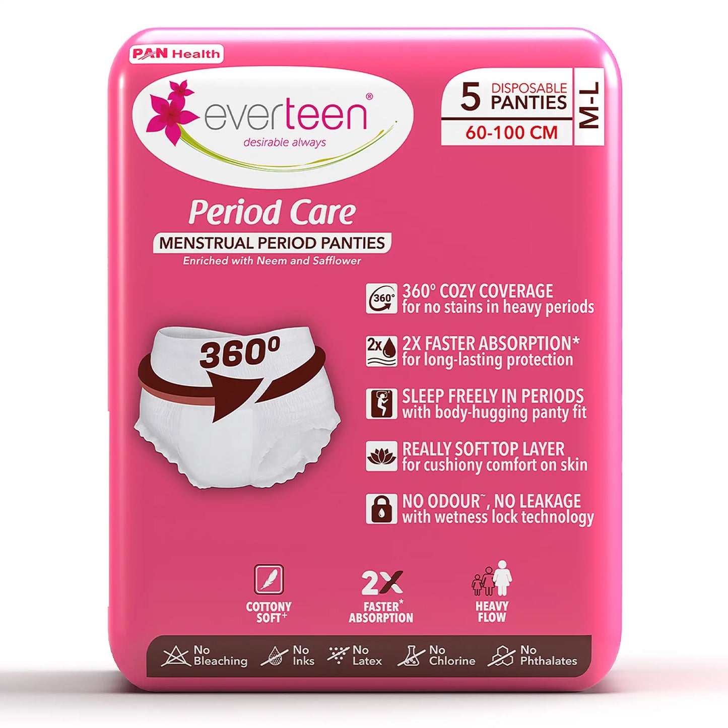 everteen Period Care Period Panties M-L 5N – No Bleach, Inks, Latex, Chlorine or Phthalates