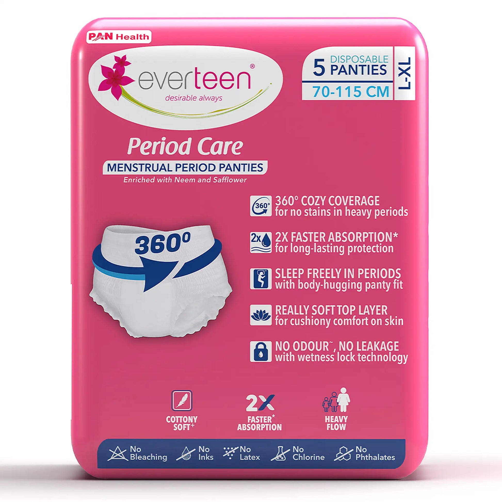 everteen Period Care Period Panties L-XL 5N – No Bleach, Inks, Latex, Chlorine or Phthalates
