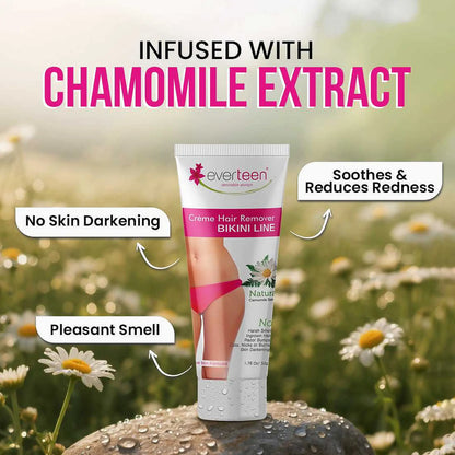everteen Natural Bikini Hair Remover Cream - Chamomile Helps Soothe Skin