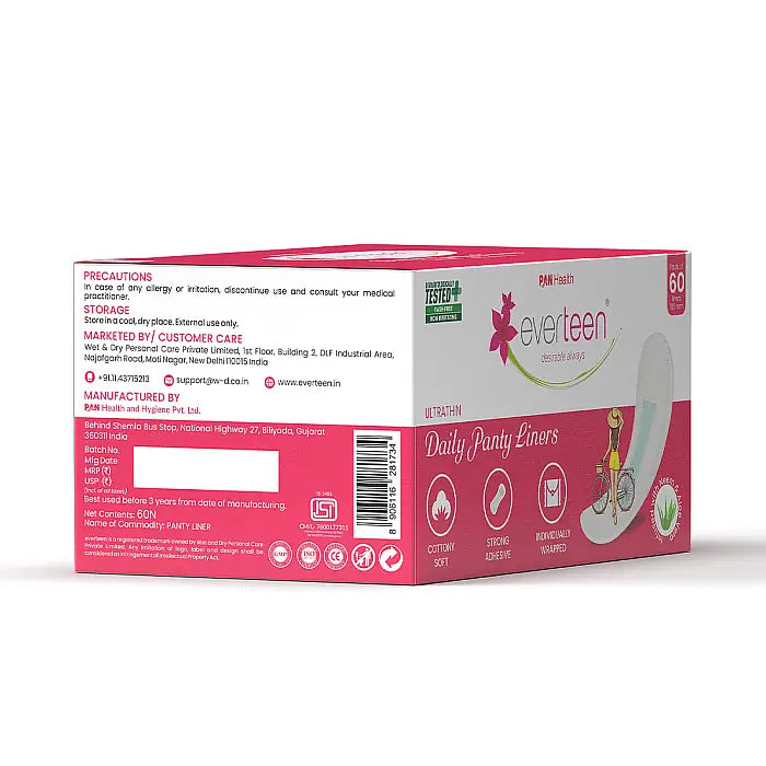 everteen 60 Panty Liners are proudly made in India and are ISI certified - everteen-neud.com