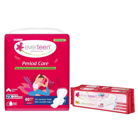 everteen 7 XL Soft Sanitary Pads and everteen Period Care 40 XXL Soft Sanitary Pads - Official Brand Store: everteen | NEUD | Nature Sure | ManSure
