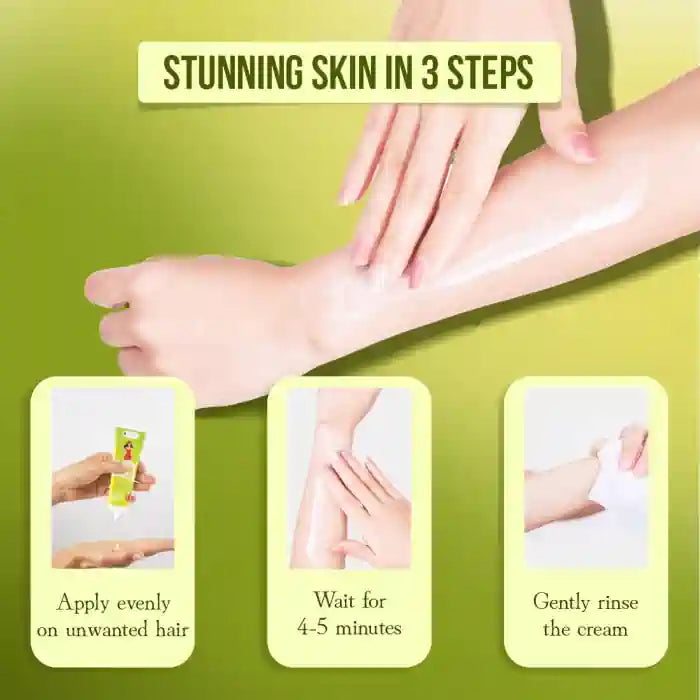 Remove unwanted body hair in three easy steps with everteen Body Hair Remover Cream for Women enriched with Strawberry - everteen-neud.com 