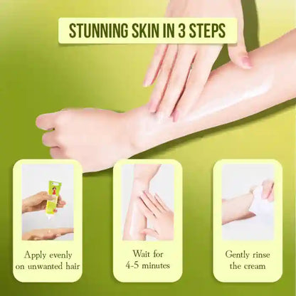 Remove unwanted body hair in three easy steps with everteen Body Hair Remover Cream for Women enriched with Strawberry - everteen-neud.com 