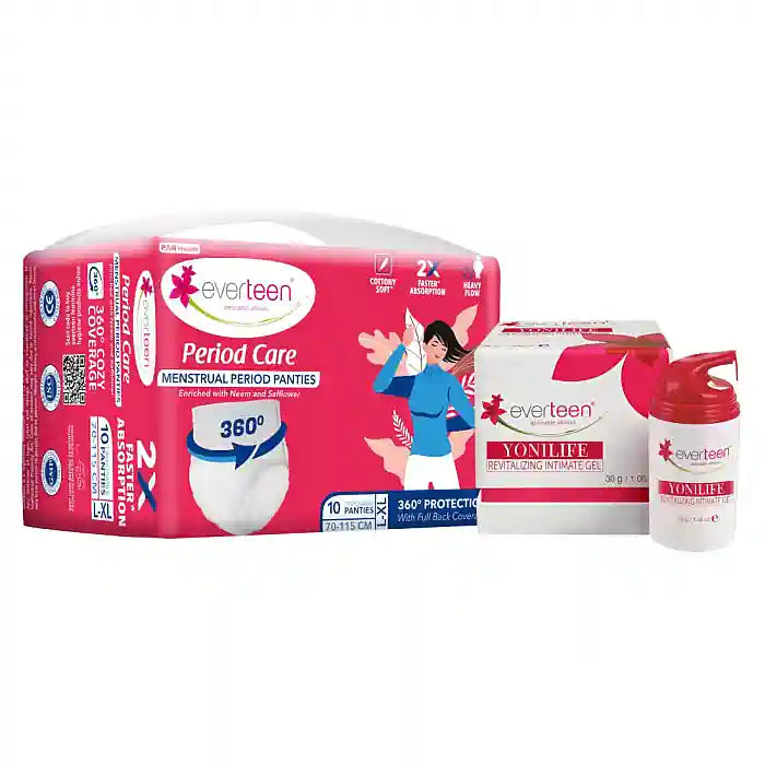 Buy everteen combo of Yonilife Gel 30g and 10 L-XL Disposable Period Panties directly from company