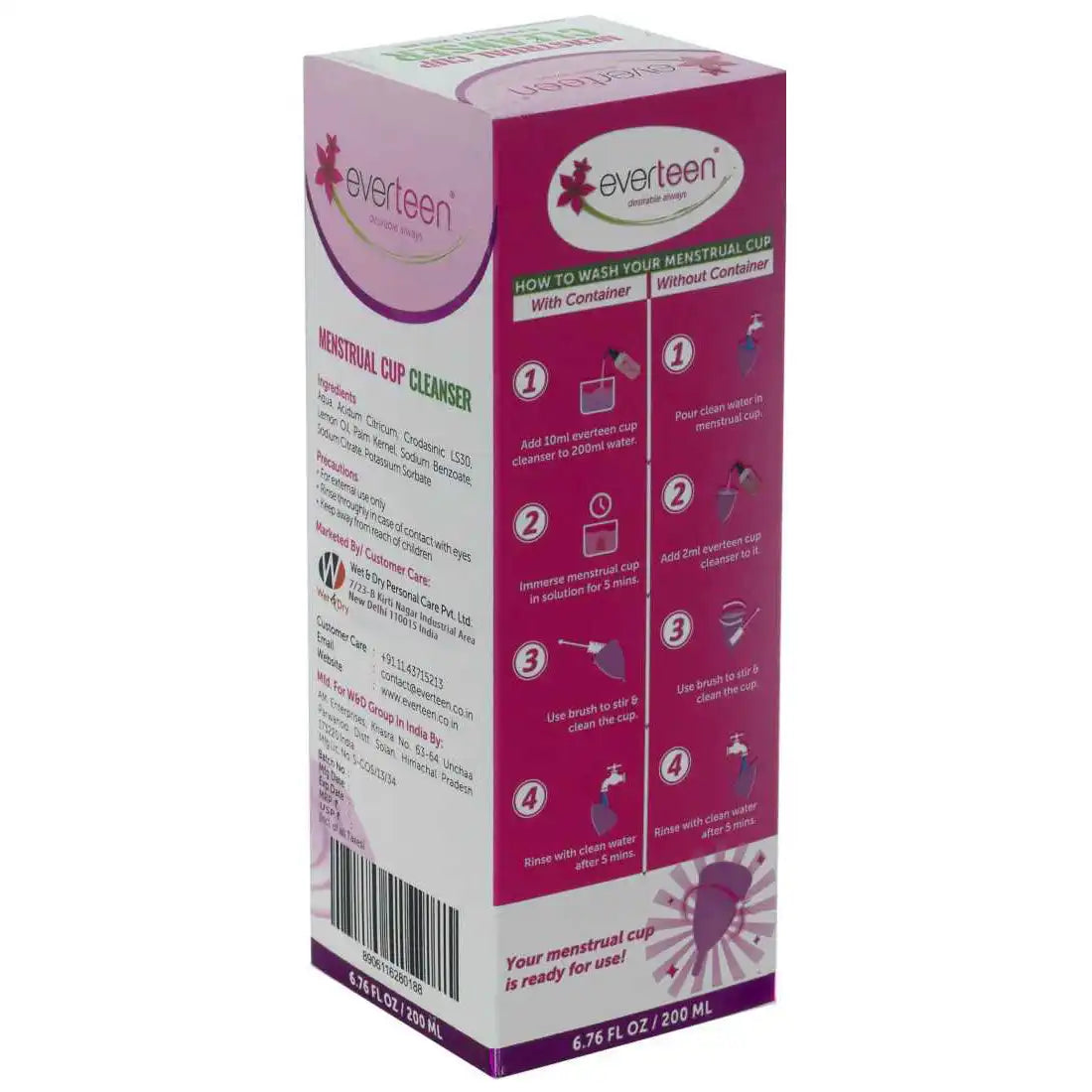 everteen Menstrual Cup Cleanser With Plants Based Formula for Women - Regulatory Information - everteen-neud.com