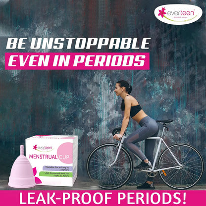 everteen Menstrual Cup - For Odor-Free, Rash-Free Periods With No Leakage, 12-Hour Protection, Reusable For Up To 10 Years, Medical-Grade Silicone, Free Pouch