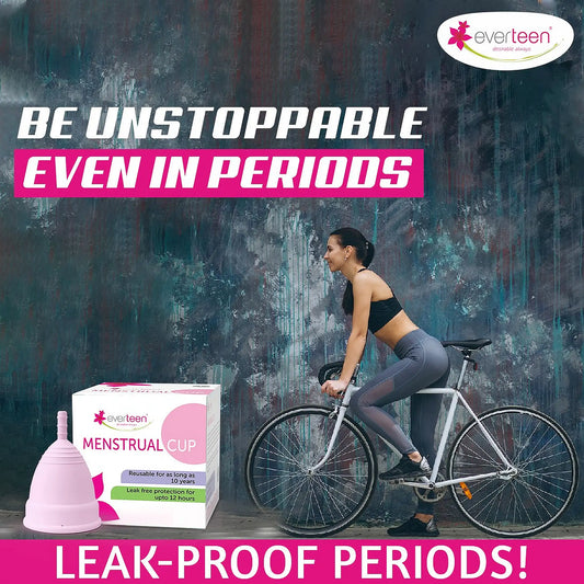 everteen Menstrual Cup - For Odor-Free, Rash-Free Periods With No Leakage, 12-Hour Protection, Reusable For Up To 10 Years, Medical-Grade Silicone, Free Pouch