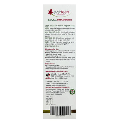 everteen Natural Intimate Wash 210ml - Shipped Worldwide From India