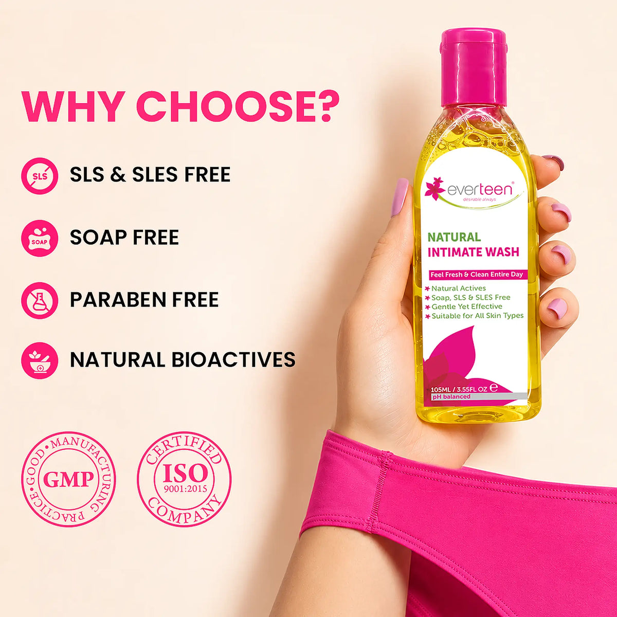 everteen Natural Intimate Wash for Feminine Hygiene in Women - Free From Soap, SLS and SLES