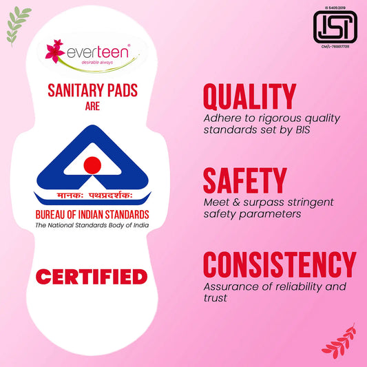 everteen Sanitary Pads – ISI Certified by Bureau of Indian Standards (BIS)