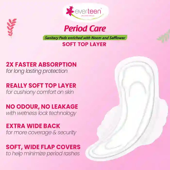 everteen Period Care XL Soft 40 Sanitary Pads For Medium Flow Have Really Soft Top Layer With No Leakage - everteen-neud.com