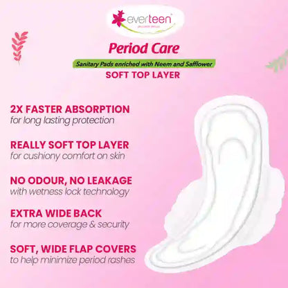 everteen Period Care XL Soft 40 Sanitary Pads For Medium Flow Have Really Soft Top Layer With No Leakage - everteen-neud.com