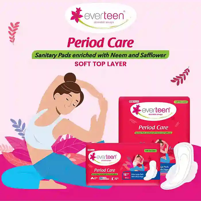 everteen Period Care Soft XL Sanitary Pads Are Enriched with Neem and Safflower And Are Ideal For Medium Menstrual Flow in Women - everteen-neud.com
