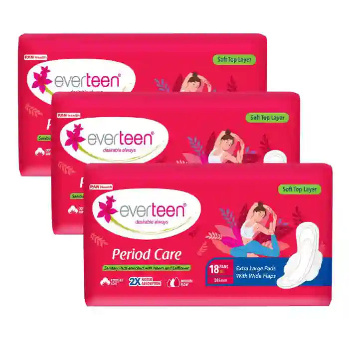 Buy 3x18 everteen Period Care Soft XL Sanitary Pads For Medium Flow in Women Directly From Company - everteen-neud.com