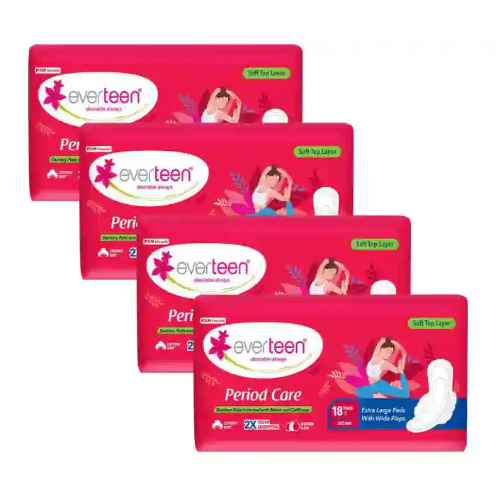 Buy 4x18 everteen Period Care Soft XL Sanitary Pads For Medium Flow in Women Directly From Company - everteen-neud.com