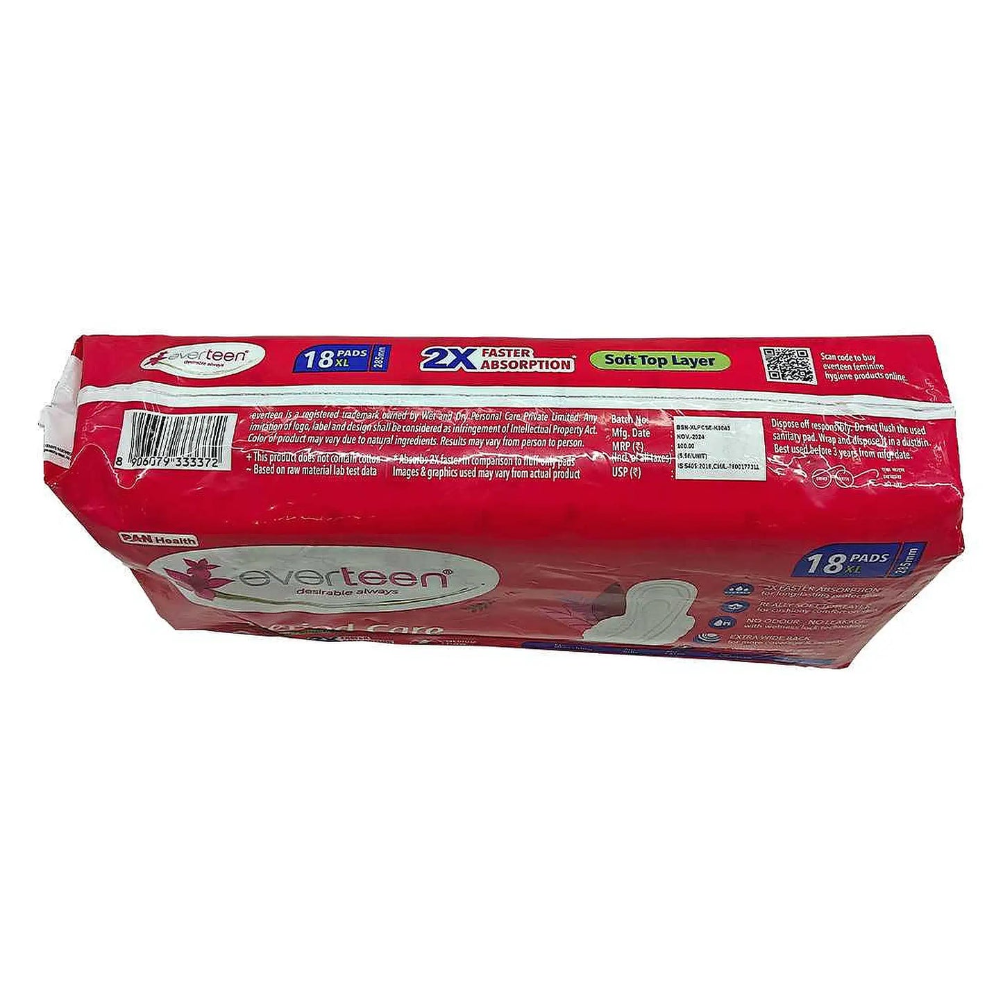 everteen Period Care Soft XL 18 Sanitary Pads - Shipped Worldwide From India
