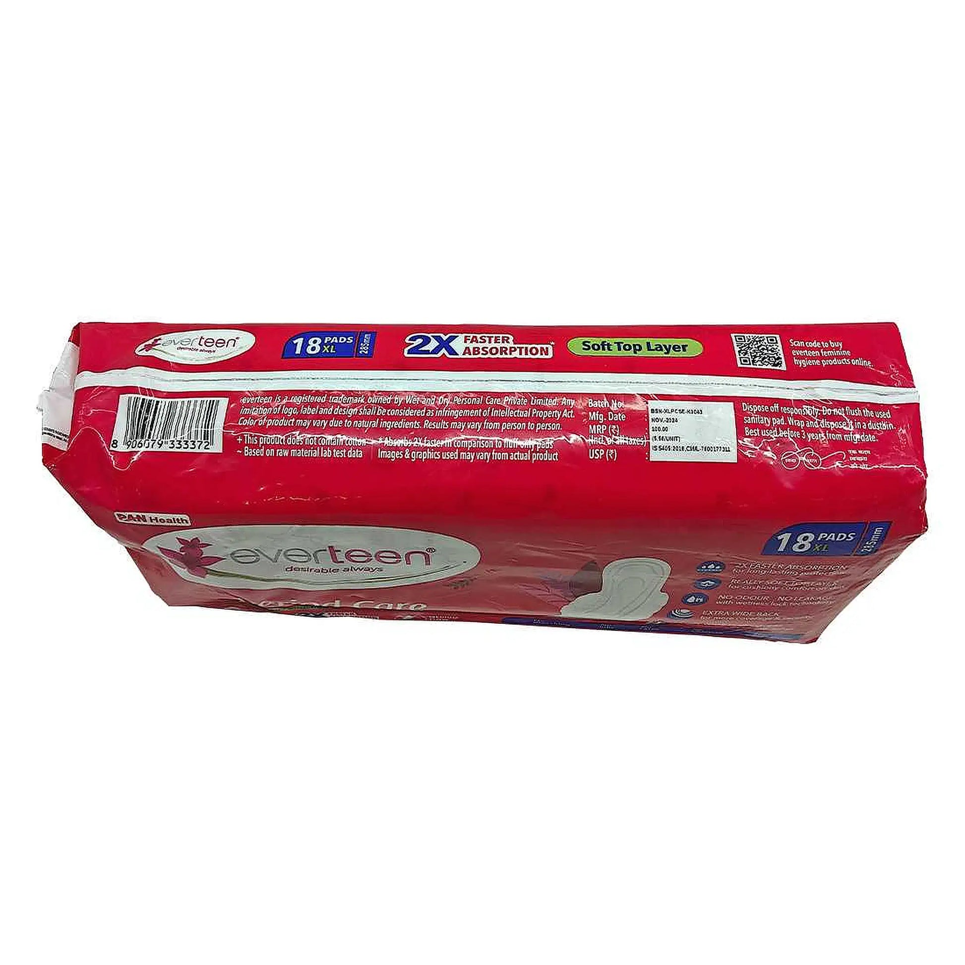 everteen Period Care Soft XL 18 Sanitary Pads - Shipped Worldwide From India